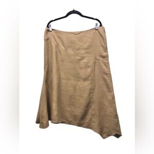 Lafayette 148 New York Skirt Womens 14‎ Brown Tan Asymmetrical Midi Lightweight